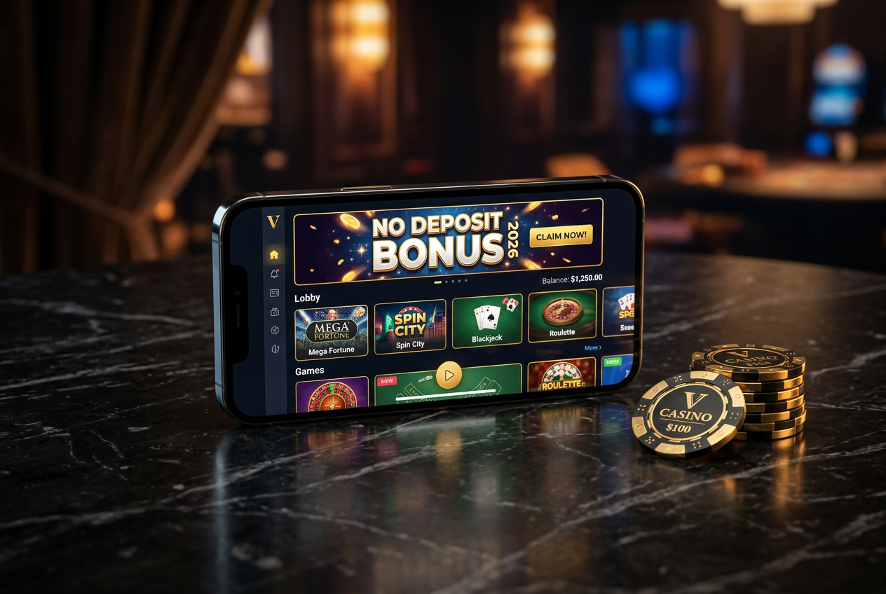 A modern smartphone showing a casino bonus notification on a luxury desk.