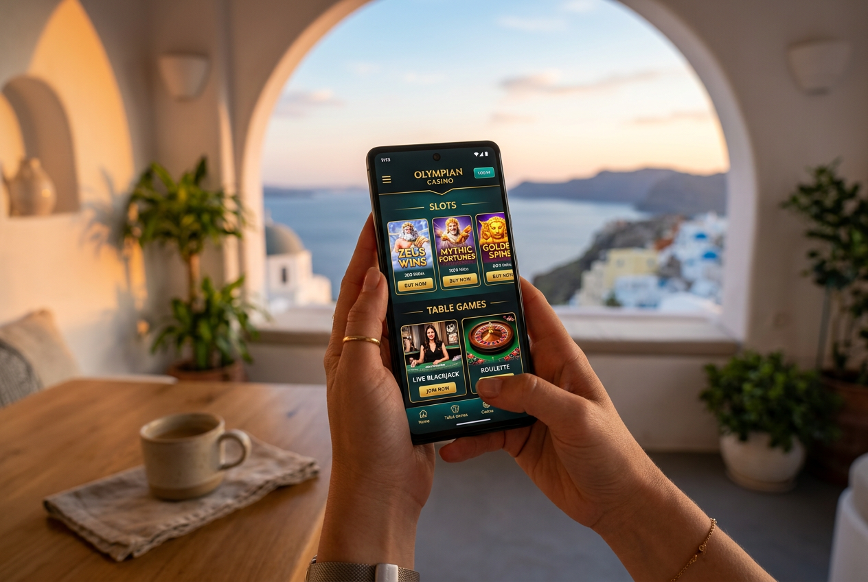 A person using a smartphone to access a legal casino site in a modern setting